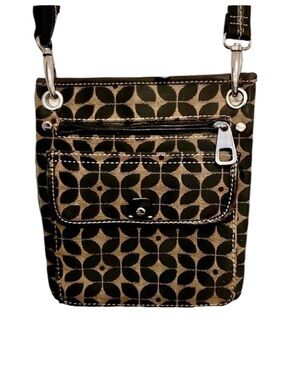 Fossil Crossbody Tapestry Neutral Geometric Fabric Travel Everyday Bag Purse